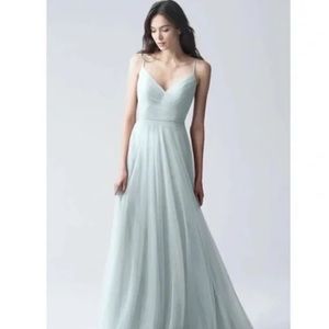 Jenny Yoo Brielle Tulle Maxi Bridesmaid Dress Serenity Blue 8